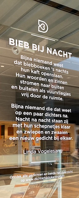Bieb bij nacht, gedicht van Linda Vogelesang, gevonden in Nijmegen