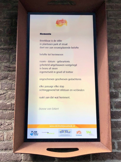 Memento, gedicht van Dianne van Eekert, gevonden in Waalwijk
