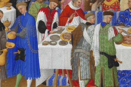 Detail van de kalenderplaat januari uit Les Très Riches Heures du Duc de Berry van Gebroeders Van Lymborch