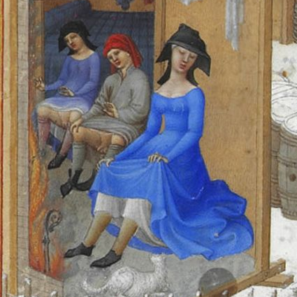 Detail uit kalenderplaat februari uit Les Très Riches Heures du Duc de Berry van Gebroeders Van Lymborch